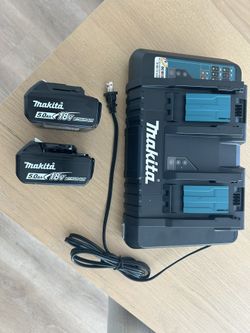 Makita Dual Charger , 2 Batteries 5.0 