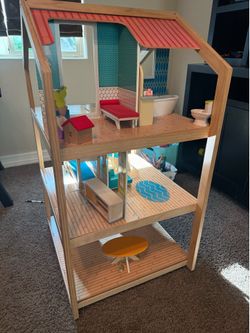 Wooden Doll House w/ Accessories