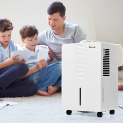 Costway Portable 30 Pint Dehumidifier Humidity Control Up to 1500 Sq.Ft. W/ Fan Wheels