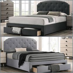 Full Size Burlap Bed With orthopedic Mattress 