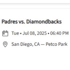 Padres vs Diamondbacks 7/8