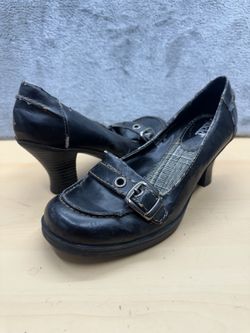 Mudd Black Mary Jane Buckle Strap Block Heel Shoes