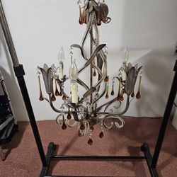 2  Iron And Crystal Vintage Chandeliers