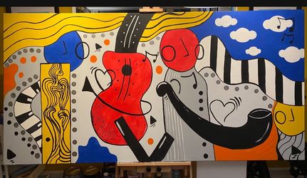 Large Canvas Art - Hand-painted!! 45" * 90"