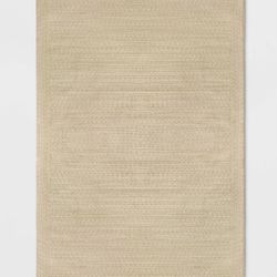 7'x10' Natural Woven Rectangular Outdoor Area Rug Heathered Cream