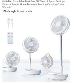 Portable Oscillating Travel Fan, Rechargeable Battery with Remote Foldable, Floor Table Desk