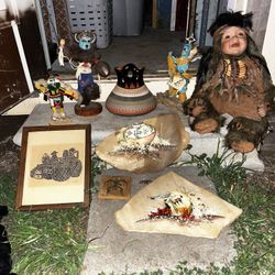 Native American Handmade Dolls, Kachina Dolls Stone Painting 