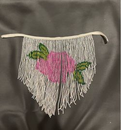 Beaded Fringe Apron with Floral Design