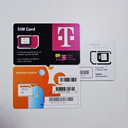 Sim Card for Verizon T-Mobile AT&T 3 in 1 Nano Mini Micro Cards 4G 5G - Pre & Postpaid Cellphone