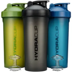 Hydra Cup [3 Pack] 45 Ounce Shaker Bottles for Protein Shakes, Jumbo Shaker Cups with Ball Blender Whisk