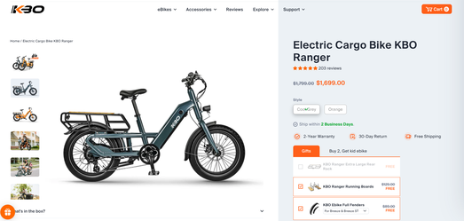 KBO Ranger Cargo Ebike + Trailer
