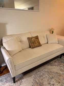 Cream white Mid Century Sofa