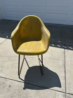 Vintage Yellow Fiberglass Chair Mid Century Modern
