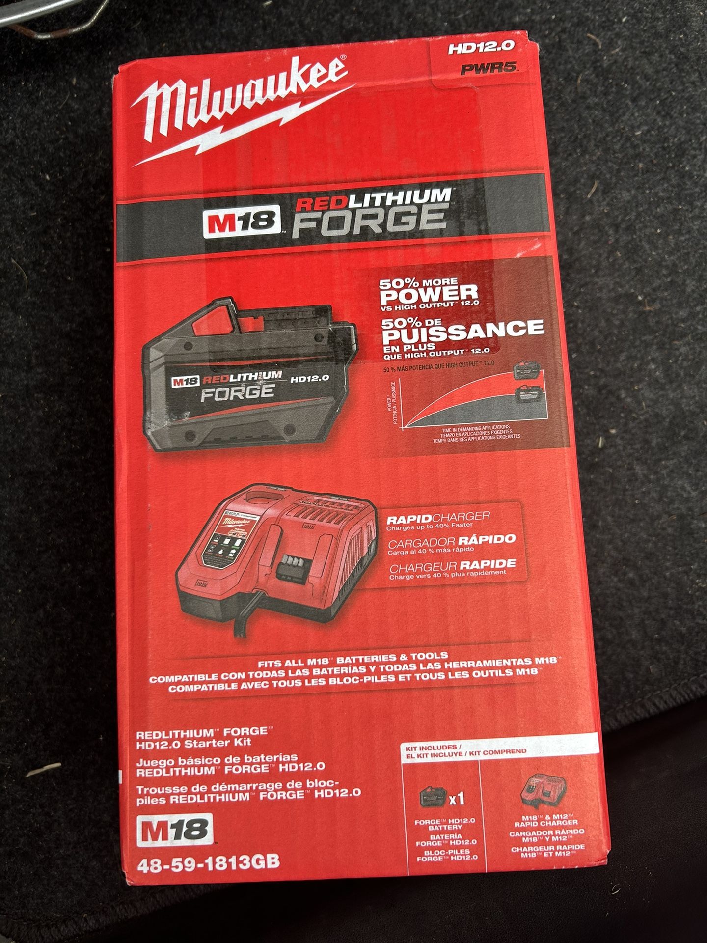 Milwaukee M18 18-Volt Lithium-Ion REDLITHIUM FORGE Starter Kit with 12. 0Ah Battery and Charger