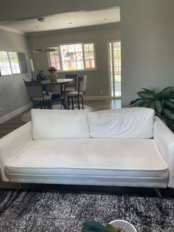 72” three seater cream upholstered sofa