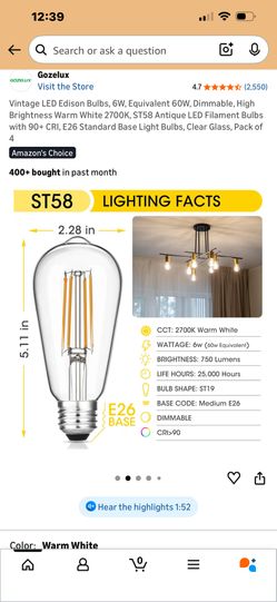 Vintage LED Edison Bulbs 6pack