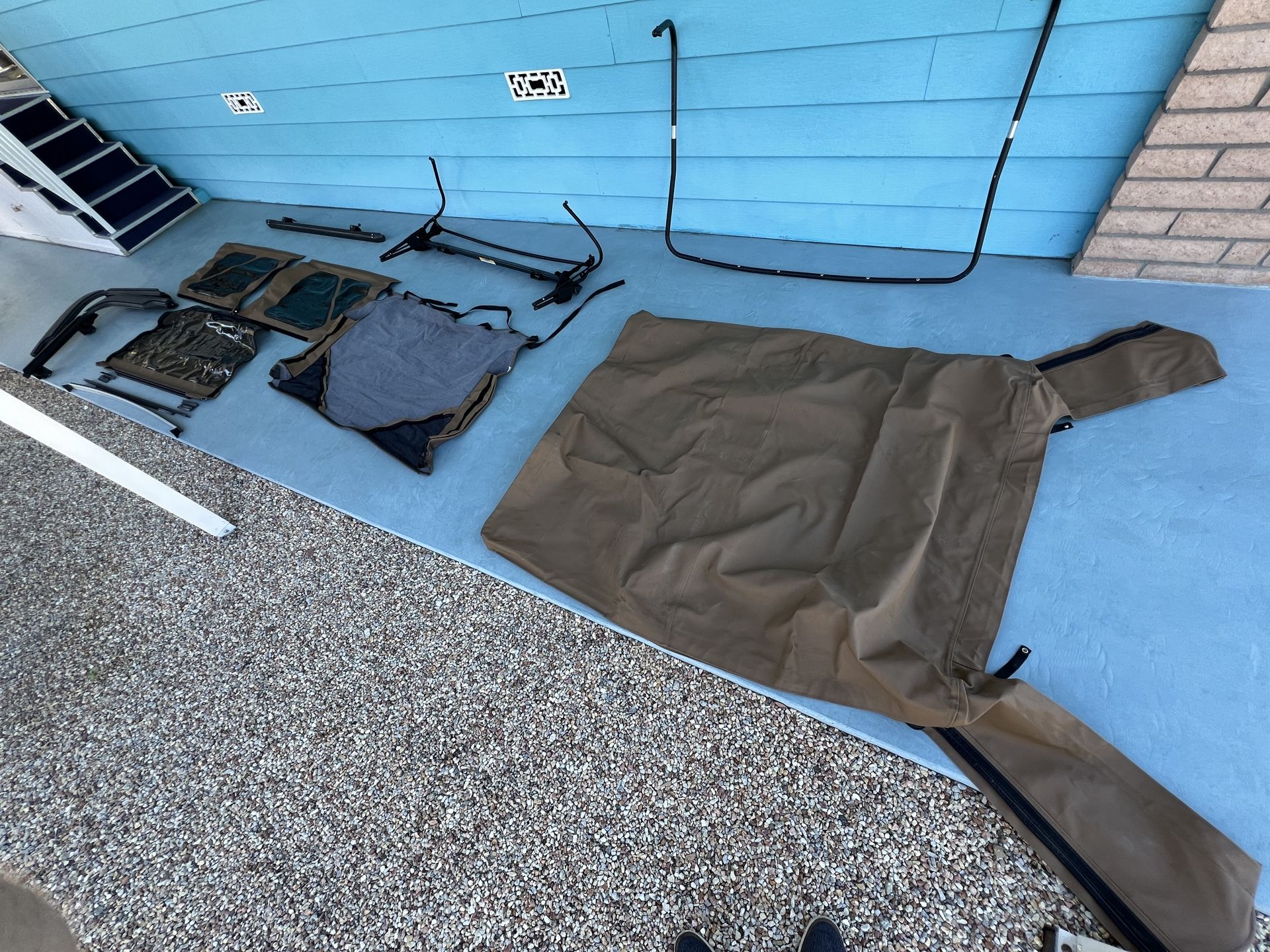 Used Bestop Soft Top, Bikini, and Hardware Bundle 1996 to  2003 Jeep Wrangler XJ "Spice"