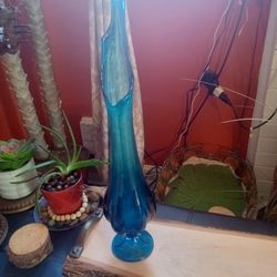 Vintage MCM Viking 6 Pedal Bluenique Swung Vase