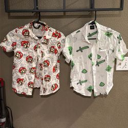 Minecraft And Super Mario Button Up Shirt