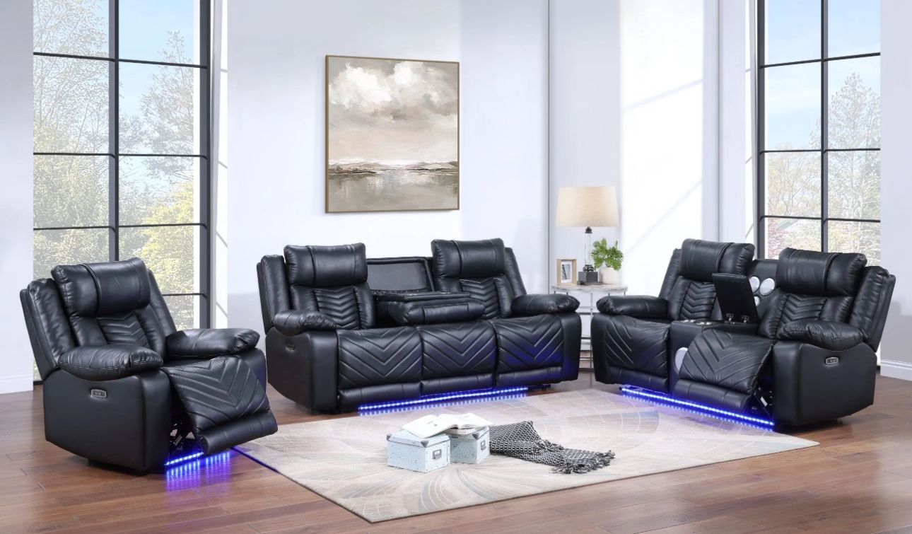 Beautiful Pwr Reclining Sofa And Loveseat Set - Brand New