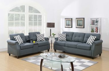 Sofa & Loveseat W/USB "Dark Coffee or Blue Grey