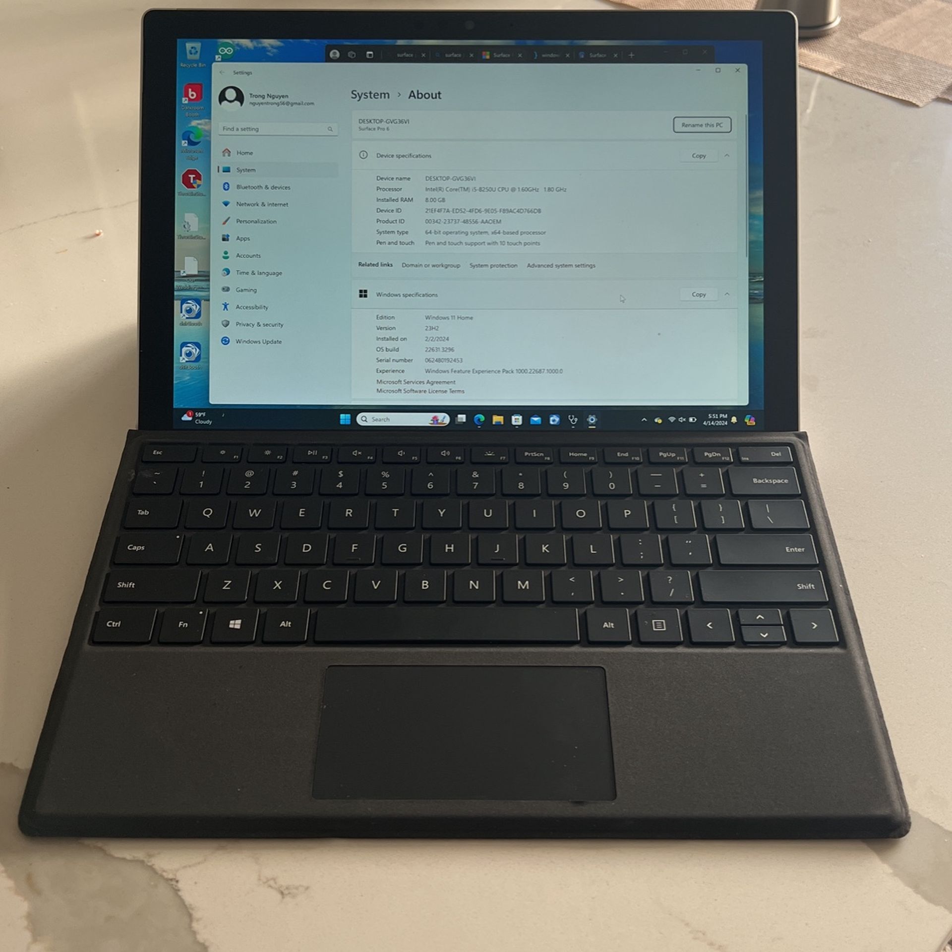 Surface Pro 6 Core i5 8GB RAM