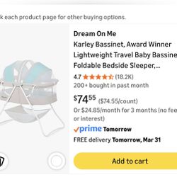 NEW IN BOX Dream On Me Karley Bassinet – Lightweight & Portable