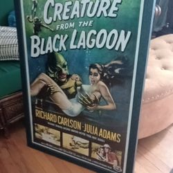 Universal Monsters Creature From The Black Lagoon Vintage Poster (Comes With Wood Frame)