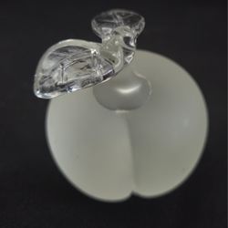Vtg Frosted Glass Peach With Leaves Paperweight 3" Tall