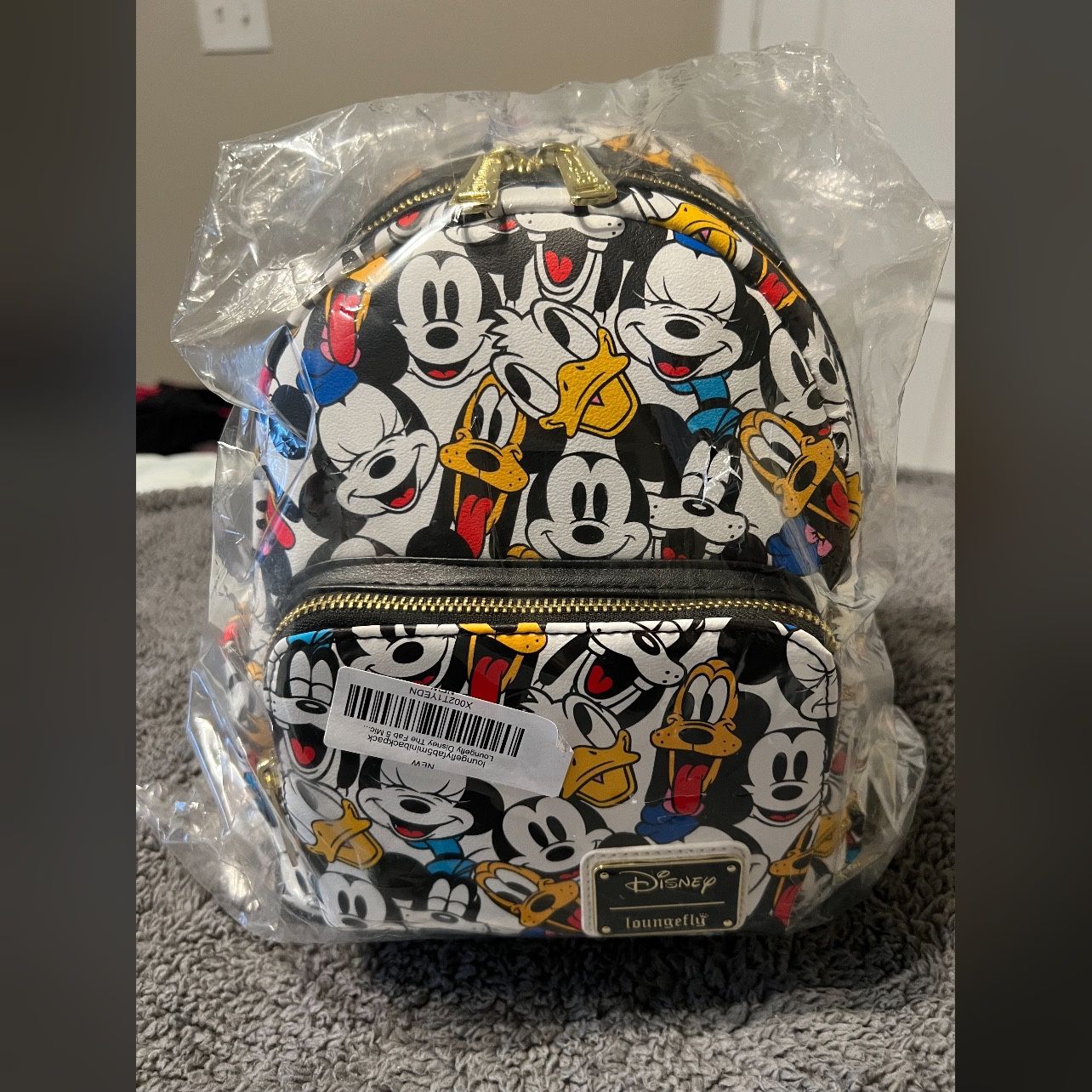 LOUNGEFLY DISNEY RETRO MICKIE FAB 5 ALL OVER PRINT MINI BACKPACK -RETAIL $135.00