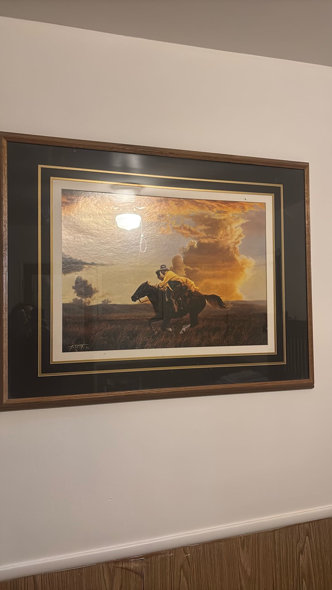 Rustic Wood Framed Cowboy Art