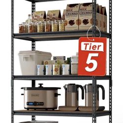 5-Tier Storage Rack Metal Shelving, Shelves Unit, Adjustable, Heavy Duty, Garage & Warehouse Storage