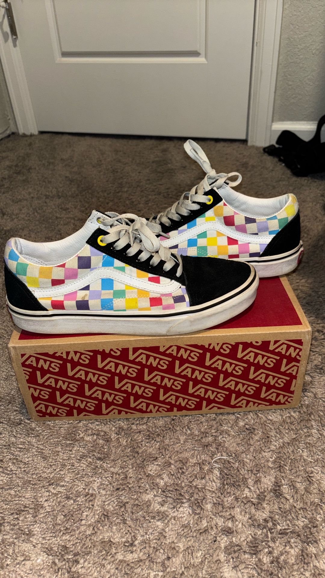 Colorful Rainbow Checkard Vans 