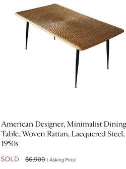 Mid Century Rattan Compass Table