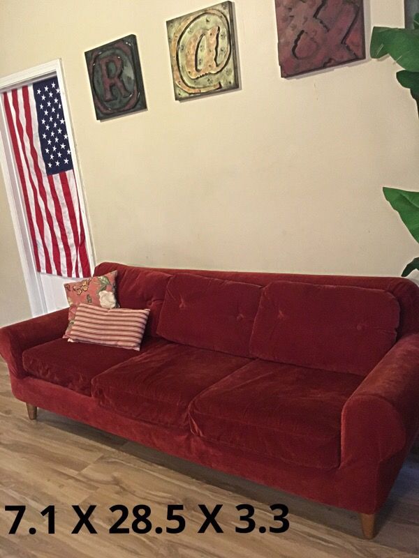 Modern Mid-Century Rustic Orange Couch