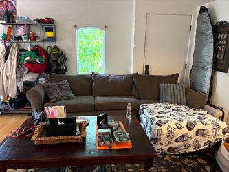 Brown L shape couch