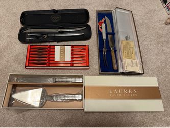 Ralph Lauren Cake Server + Vintage Carving Set Bundle