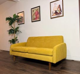 Mid-Century Modern Retro Yellow Sofa – Free Delivery