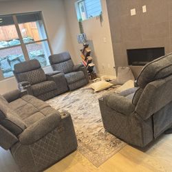 Sofa Set - NewEBELLO Fabric Power Recliner (3-2-1)