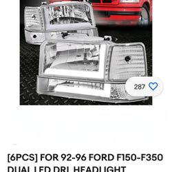 6pcs Ford 92-96 F150-F350 Dual Led Headlights