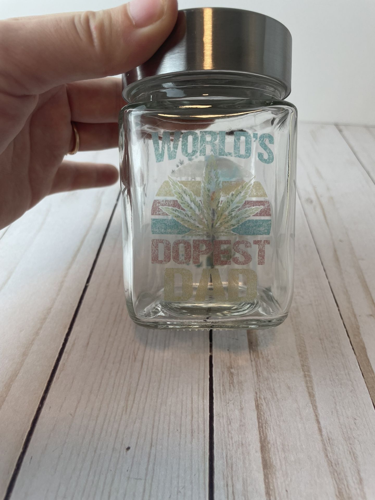 Worlds Dopest Dad Glass Stash Jar