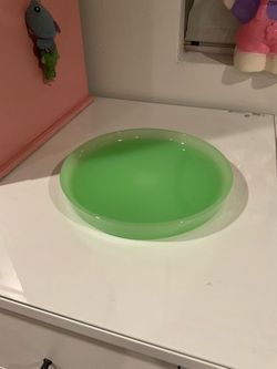 Green glass dish
