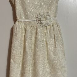 Girls Ivory Sequin Dress Size 14