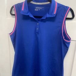 Nike Golf Women's Blue Sleeveless Polo Shirt Royal Tour Performance Size Large