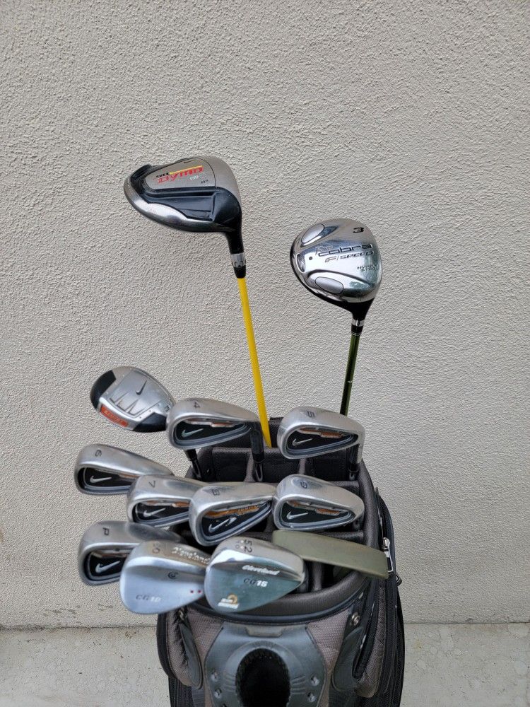 Nike Golf Set 13 Clubs Right Handed W/Nike Cart Bag