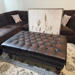 Brand New Top Grain Tufted Leather Ottoman/Bench by Hooker Furniture 