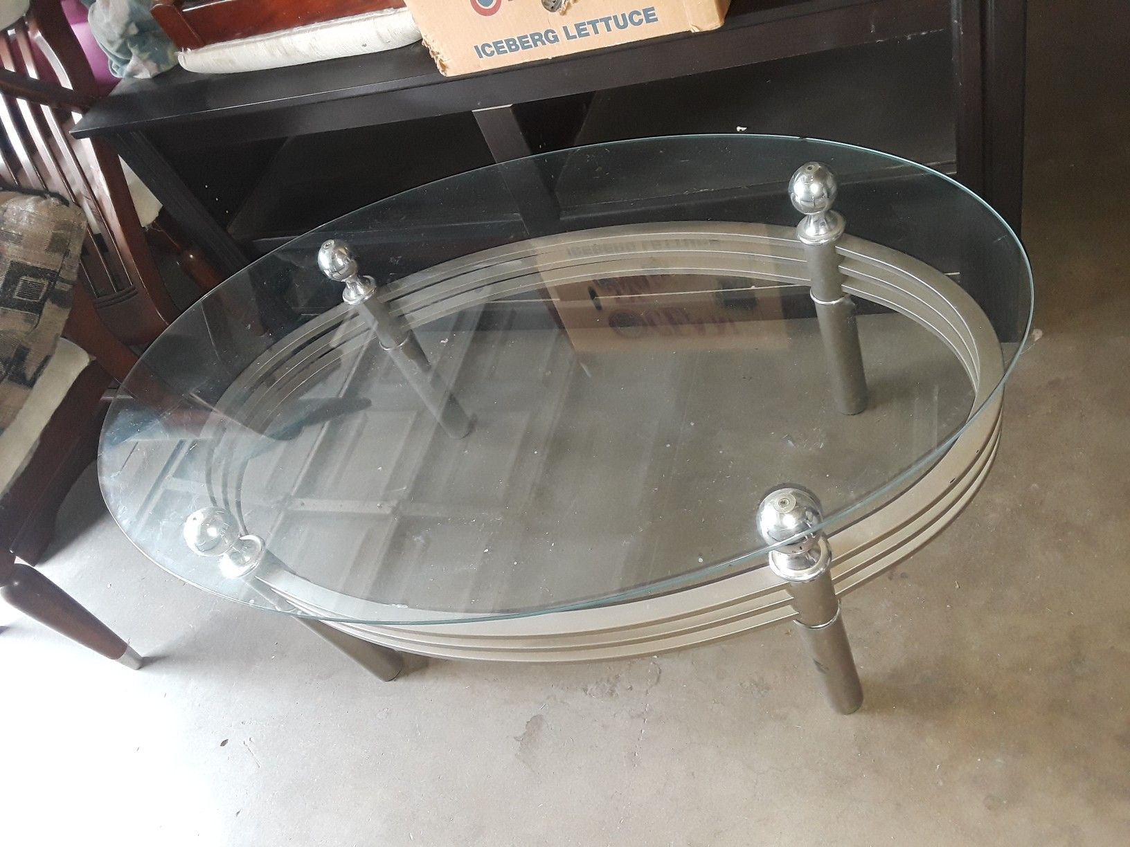 Coffee table and 2 end side tables glass 60 bux just need 2 b cleaned