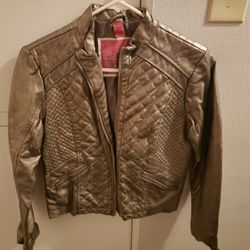Kids Goldish Leather-like Zipup Jacket size Large 14/16