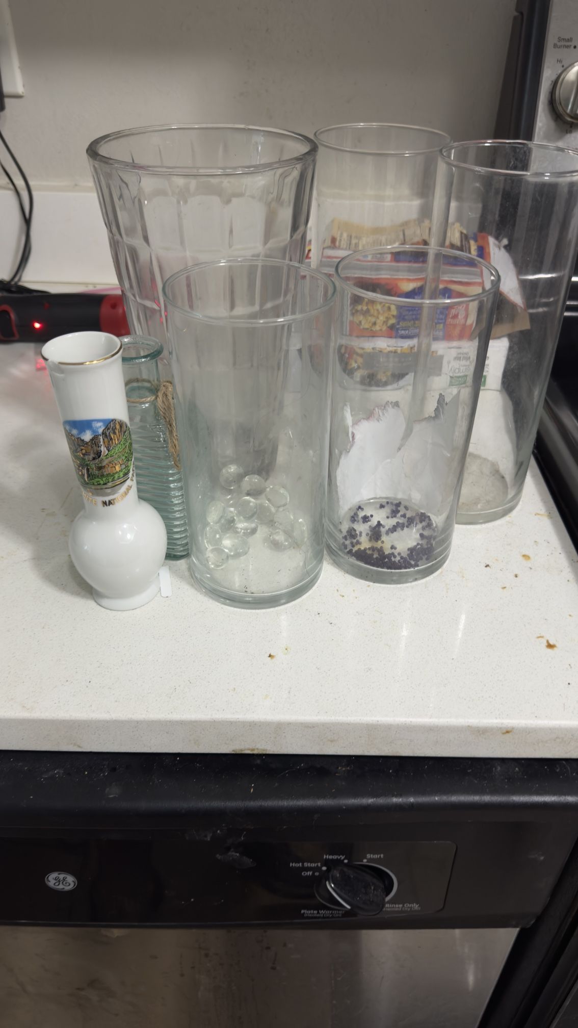 Seven glass vases different sizes five dollars