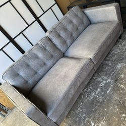 Gray Grey Crackle Pattern SOFA/Couch w/ Suede Feel/look